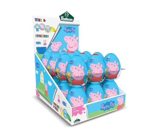 Peppa Pig Überraschungseier aus Kunststoff, 24 Stück, mit Jelly Beans, Aufklebern und Spielzeug, Fantastische Partytütenfüller für Kinderpartys, 24 Ü-eier (24 x 10g) von Relkon