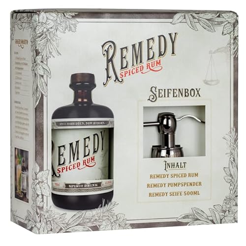 Remedy Spiced Rum | Seifen Geschenkbox | Gold-Medaille Meiningers International Spirits Award | Auf Basis 3 karibischer Rums | Feine Noten von Vanille | Orangenschale & Zimt | 41,5 % | 1 x 0,7l von Remedy Rum
