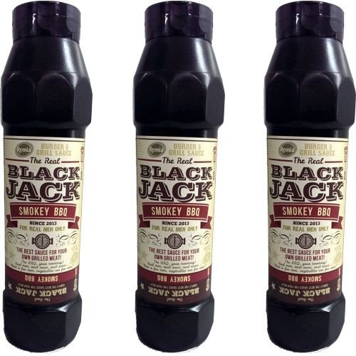 The Real Black Jack Barbecue Sauce Smokey BBQ 3 Flaschen á 750ml (Grill-Sauce) von Remia