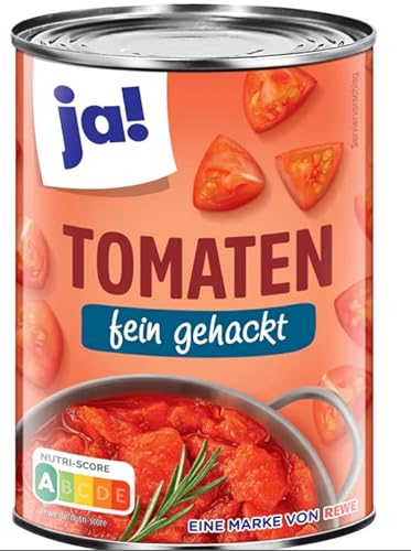 ja! Tomaten fein gehackt in Tomatensaft 6x 400g von Rewe beste Wahl
