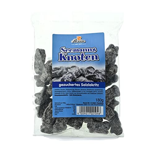 Rexim Lakritz Seemannsknoten, gezuckertes Salzlakritz, 180g Tüte Rexim Lakritz Seemannsknoten, gezuckertes Salzlakritz, 180g Tüte von Rexim