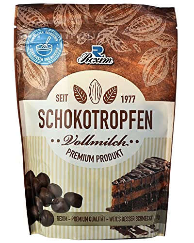 Rexim Schokoladentropfen Kuvertüre zum Kochen und Backen 250 g (Vollmilch) von Rexim