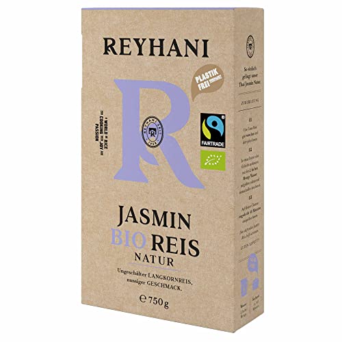Bio Fairtrade Thai Jasmin Reis Natur 750g - Besonders gut zu Gemüse-Gerichten - Ungeschälter Lankornreis - besonders Körnig und locker von Reyhani von Reyhani