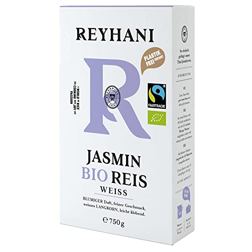 Bio Fairtrade Thai Jasmin Reis weiß 750g - Passt gut zu Curry - Blumiger Duft - feiner Geschmack - weißes Langkorn - leicht klebend von Reyhani von Reyhani