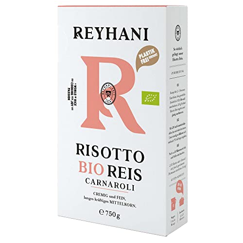 Bio Risotto Carnaroli 750g - Perfekt für dein LIEBLINGS-Risotto - Außen cremig - innen bissfest - langes kräftiges Mittelkorn von Reyhani von Reyhani