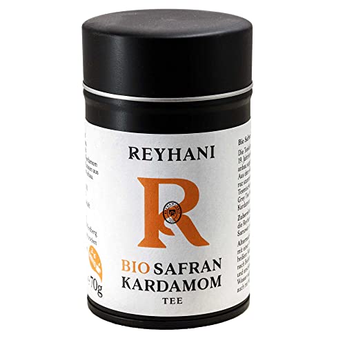 Bio Safran-Kardamom Tee 70g - Teemischung aus aromatischen Earl Grey Tee - feinsten Safranfäden und Kardamom von Reyhani von Reyhani