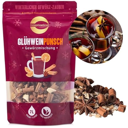 Punsch und Glühwein Gewürzmischung – Köstliches Glühweingewürz für Glühpunsch, Kinderpunsch und Apfelpunsch: Gewürz ohne Zucker, alkoholfrei, vegan – 100g Beutel von NUTRIPUR