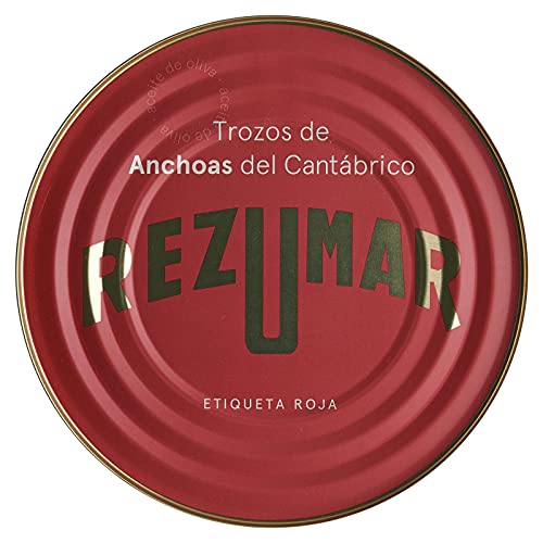 Rezumar - Anchoas Etiqueta Roja - Kantabrische Sardellenfilets in Stücken in Olivenöl - 520 g von Rezumar