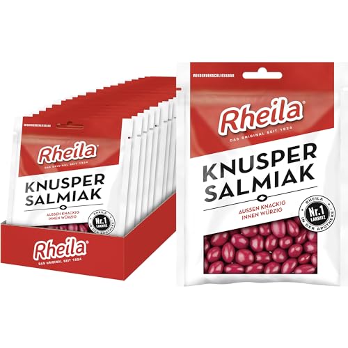 Rheila Knusper Salmiak 1.800g - Dragees mit Starklakritz-Kern – laktosefrei - wohltuender markanter Geschmack – würzig im Geschmack - (20x90 g) von Rheila