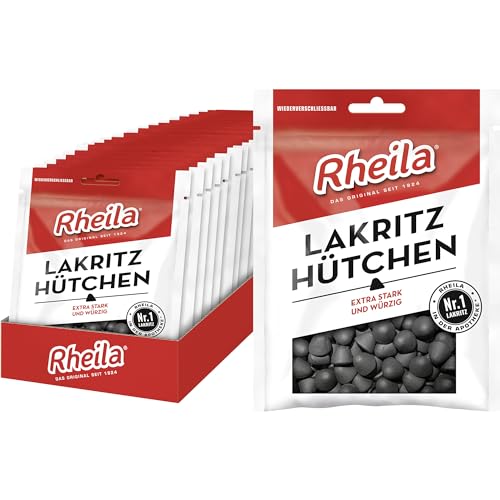 Rheila Lakritz Hütchen 90 g – für Lakritzliebhaber - laktosefrei – zuckerhaltig - wohltuender markanter Geschmack – extra stark & würzig im Geschmack - (20x 90 g) von Rheila