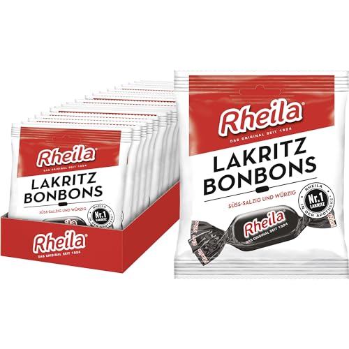 Rheila Lakritzbonbons 50 g – zuckerhaltige Lutschbonbons mit Karamell - Laktosefrei - wohltuender markanter Geschmack – süß-salzig & würzig im Geschmack - (20x50 g) von Rheila