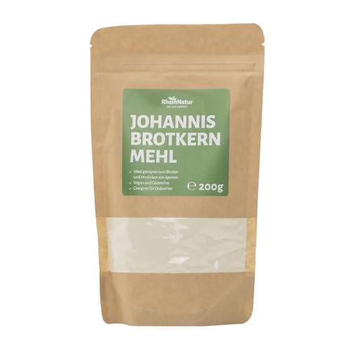 RheinNatur Johannisbrotkernmehl 200 g - 100 % Naturprodukt aus gemahlenen Johannisbrotkernen - Veganes Verdickungsmittel, Bindemittel & Mehl-Alternative von RheinNatur