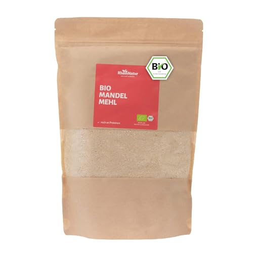 RheinNatur Bio Mandelmehl 1 kg - Naturbelassenes Mehl aus blanchierten Mandelkernen - Vegan, Low carb - Zum Kochen & Backen von RheinNatur