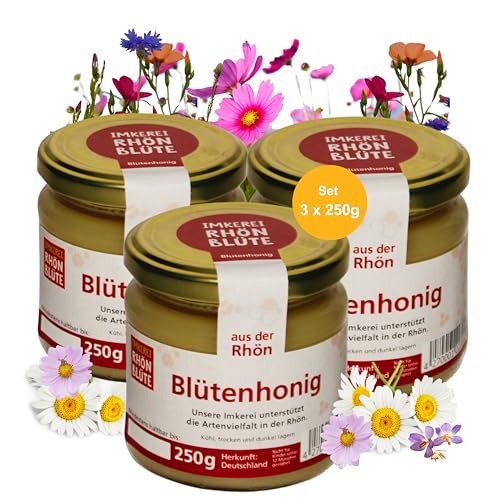 Hochwertiger roher Blütenhonig – 3x250g Glas | Regional & Nachhaltig Honig direkt vom Imker natürlicher Honig | Naturbelassener Honig aus dem Biosphärenreservat Rhön Hochwertiger roher Blütenhonig – 3x250g Glas | Regional & Nachhaltig Honig direkt vom Imker natürlicher Honig | Naturbelassener Honig aus dem Biosphärenreservat Rhön von Rhönblüte