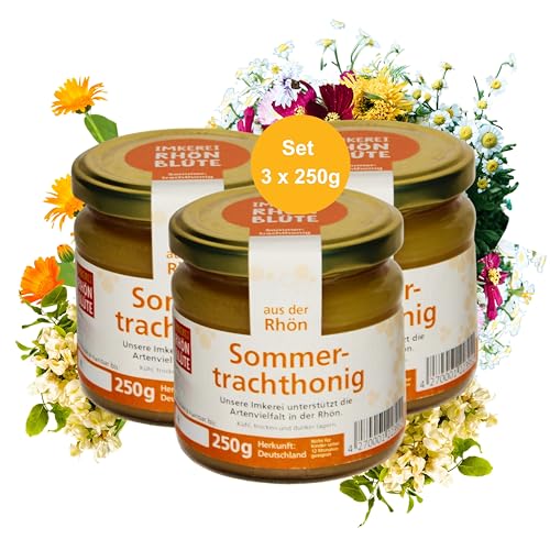 Hochwertiger Sommertrachthonig – Set aus 3 x 250g Glas | Regional & Nachhaltiger Honig direkt vom Imker natürlicher Honig | Naturbelassener Honig aus dem Biosphärenreservat Rhön Hochwertiger Sommertrachthonig – Set aus 3 x 250g Glas | Regional & Nachhaltiger Honig direkt vom Imker natürlicher Honig | Naturbelassener Honig aus dem Biosphärenreservat Rhön von Rhönblüte