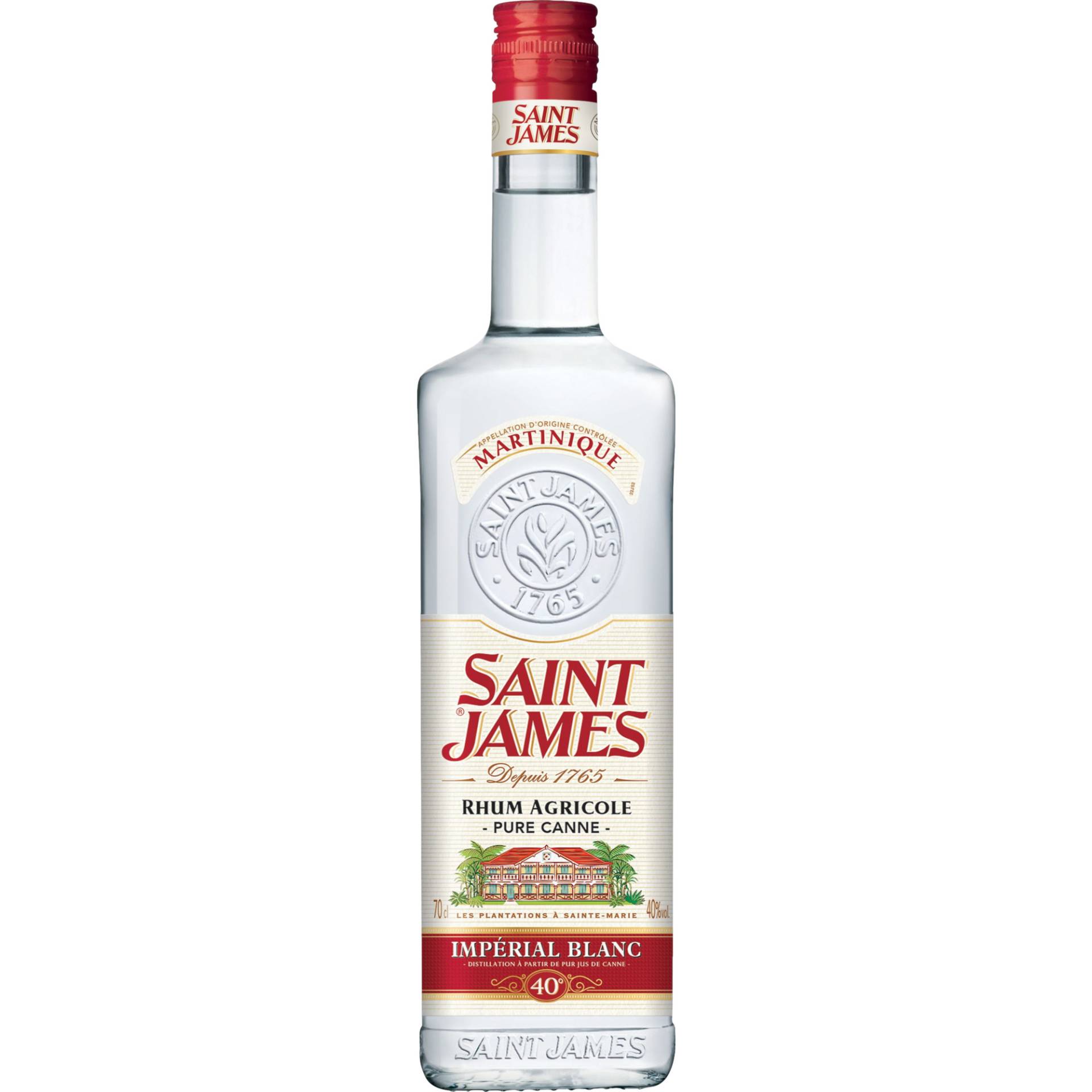 Saint James Rhum Agricole Pure Canne  Blanc, 40% Vol 0,7l, Spirituosen von Rhums Martiniquaise Saint James, 97230 Sainte Marie, Martinique