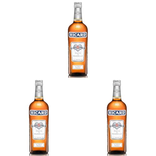 Ricard Pastis – Französischer Likör mit Sternanis, erfrischendem Kräuteraroma und Süßholzsaft – 1 x 0,7 L (Packung mit 3) von Ricard