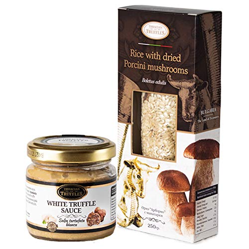 Arborio Risotto Reis mit getrockneten Porcini Pilzen Boletus Edulis Antioxidantien Fasern 250g und weiße Trüffel Knolle borchii Luxus Gourmet Lebensmittel Sauce Pasta für Steak Brot Nudeln Risotto 80g von Rice