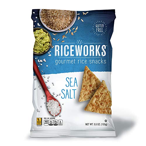 Riceworks, Glutenfreie Crackers – Gourmet Reisknacker – Meersalz, 156 g, 6 Stück von Riceworks