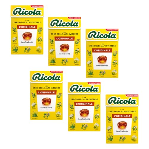 Ricola® | Hartbonbons Balsamico-Kräuter | Swiss Herbs Bonbons ohne Zucker – 6 Boxen (300 Gr) von Ricola