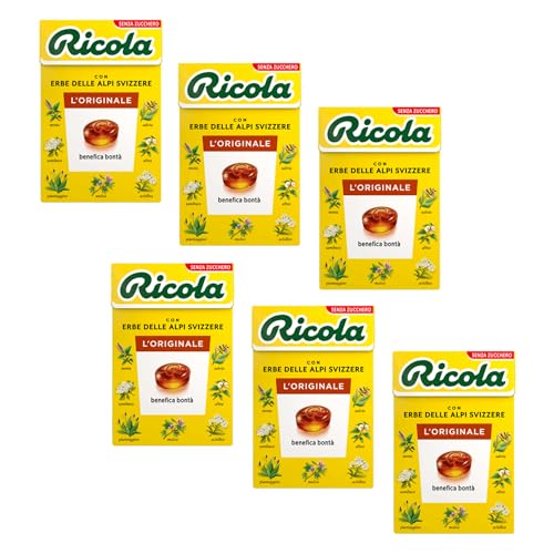 Ricola® | Hartbonbons Balsamico-Kräuter | Swiss Herbs Bonbons ohne Zucker – 6 Boxen (300 Gr) von Ricola