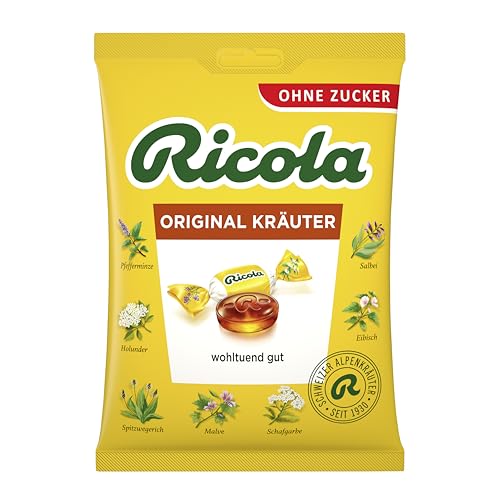 Ricola Original Kräuterzucker 75g, original Schweizer Kräuter-Bonbons mit 13 Alpenkräutern & Menthol, Wohltuend gut, 1 x 75g, vegan von Ricola