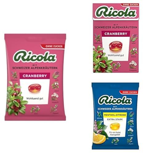Ricola Cranberry & Menthol Zitrone Extra Stark Bundle von Ricola