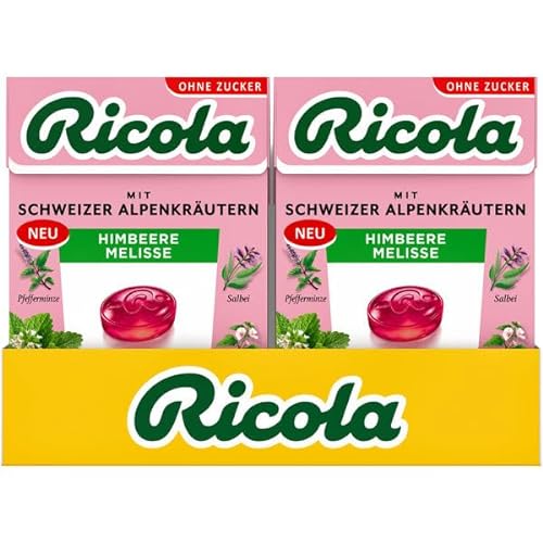 Ricola Himbeere Melisse Bonbons ohne Zucker in der Box, 20er Pack (20 x 50g) von Ricola