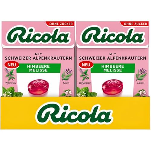 Ricola Himbeere Melisse Bonbons ohne Zucker in der Box, 20er Pack (20 x 50g) von Ricola