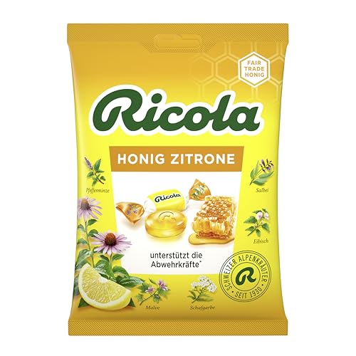 Ricola Honig Zitrone, Original Schweizer Kräuter-Bonbons mit 13 Schweizer Alpenkräutern, wohltuender Genuss, 1 x 75g von Ricola