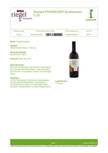 Paradeiser Zweigelt, 750 ml von RIEGEL