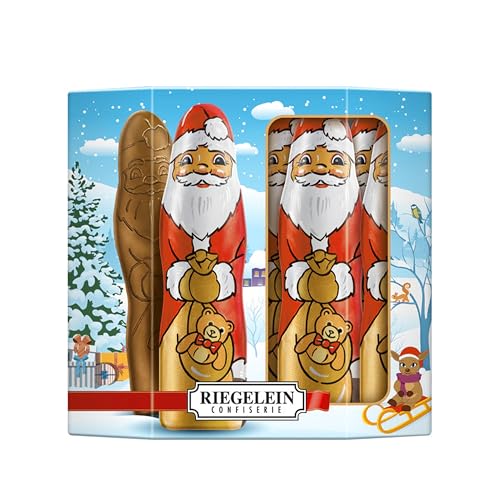 Riegelein Schoko-Weihnachtsmänner aus Vollmilch-Schokolade, 125g - Nostalgische Weihnachtsmann in der Box mit Sichtfenster - 10 Stück á 12,5g - Ideal für Adventskalender, Nikolaus & Weihnachtsteller Riegelein Schoko-Weihnachtsmänner aus Vollmilch-Schokolade, 125g - Nostalgische Weihnachtsmann in der Box mit Sichtfenster - 10 Stück á 12,5g - Ideal für Adventskalender, Nikolaus & Weihnachtsteller von Riegelein