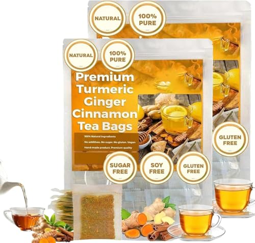 Natural Turmeric Ginger Cinnamon Tea Bags Organic,Premium Hand-made Blend of Turmeric,Cinnamon and Ginger,T urmeric Herbal Tea,100% Natural & No Additives & Caffeine Free (2) von Rietoiu