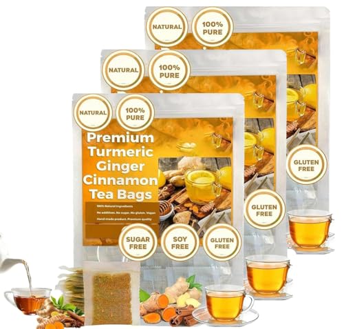 Natural Turmeric Ginger Cinnamon Tea Bags Organic,Premium Hand-made Blend of Turmeric,Cinnamon and Ginger,T urmeric Herbal Tea,100% Natural & No Additives & Caffeine Free (3) von Rietoiu