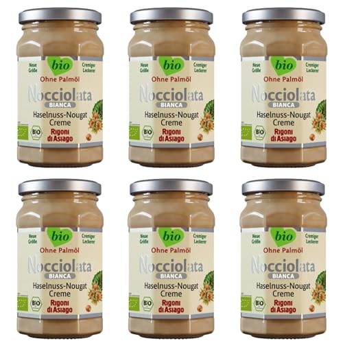 Rigoni di Asiago Nocciolata - Bianca, 6x 250g, weiße Schokolade, Haselnusscreme ohne Palmöl, Nuss Nougat Creme ohne Palmöl, Leckerer Brotaufstrich von Rigoni di Asiago