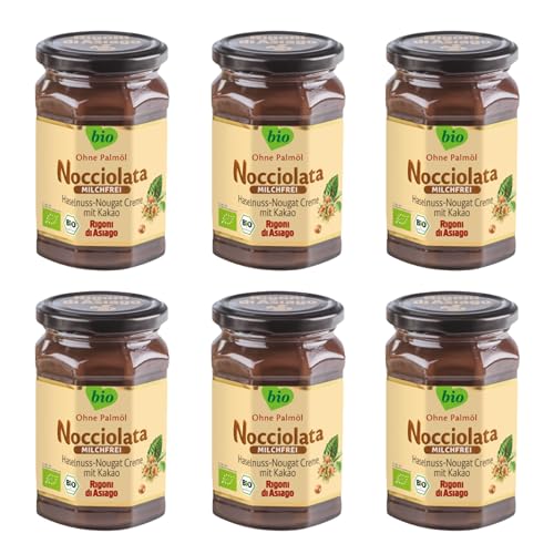 Rigoni di Asiago Nocciolata - Milchfrei, 6x 250g, Haselnusscreme ohne Palmöl, Nuss Nougat Creme ohne Palmöl, Leckerer Brotaufstrich von Rigoni di Asiago