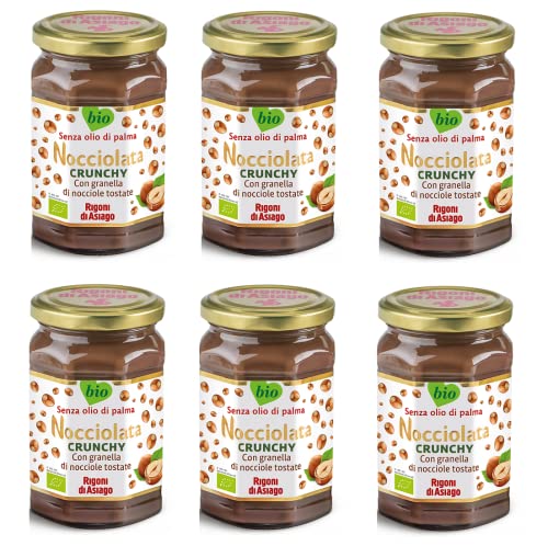 6x Rigoni di Asiago Nocciolata Crunchy Haselnuss-Aufstrich Creme mit gehackten gerösteten Haselnüssen 270g von Rigoni di Asiago