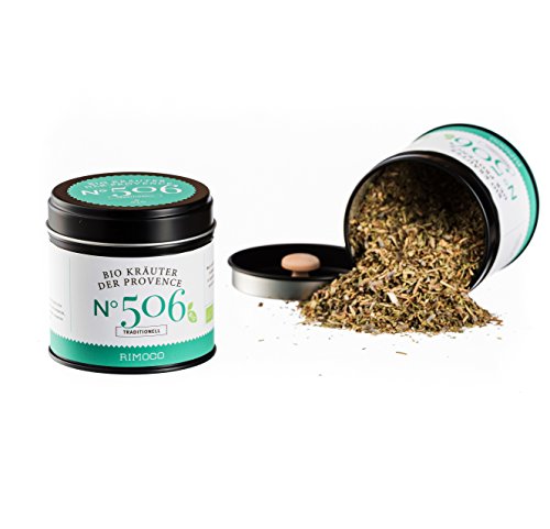 Bio Kräuter der Provence N°506 - biologisch angebaut, weltberühmte Kräutermischung Frankreichs, in eleganter Gewürzdose mit doppeltem Aromadeckel, Inhalt: 35g Bio Kräuter der Provence N°506 - biologisch angebaut, weltberühmte Kräutermischung Frankreichs, in eleganter Gewürzdose mit doppeltem Aromadeckel, Inhalt: 35g von Rimoco
