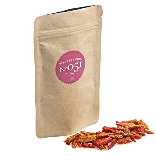 Rimoco N°051 Bio Birds Eye Chili (Vogelaugenchili) - ganze und getrocknete Birds Eye Chillischoten, auch bekannt als Peperoncini | Bio Anbau (DE-ÖKO-007) | 500g in Kraftpapier Zip-Beutel von Rimoco