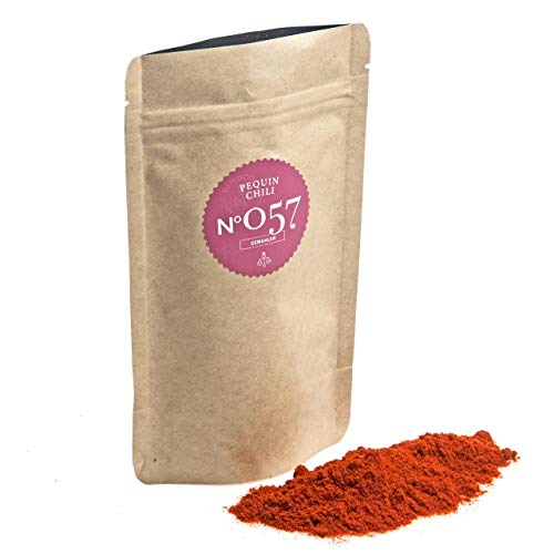 Rimoco N°057 Chili Pequin gemahlen - Chilischoten in feuriger Qualität mit rauchiger und nussigen Aromen, (Schärfegrad: ca. 50 000 bis 90 000 Scoville) | 55g in Kraftpapier Zip-Beutel von Rimoco