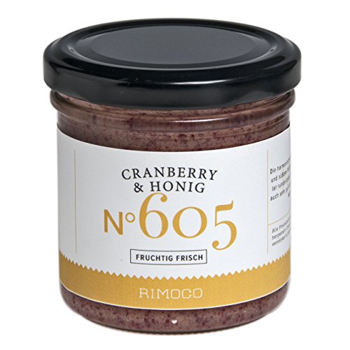 Cranberries mit Honig N°605 - bester Honig aus Deutschland, fruchtig frisch, cremig, getrocknete und gemahlene Cranberries, Inhalt: 160g von Rimoco