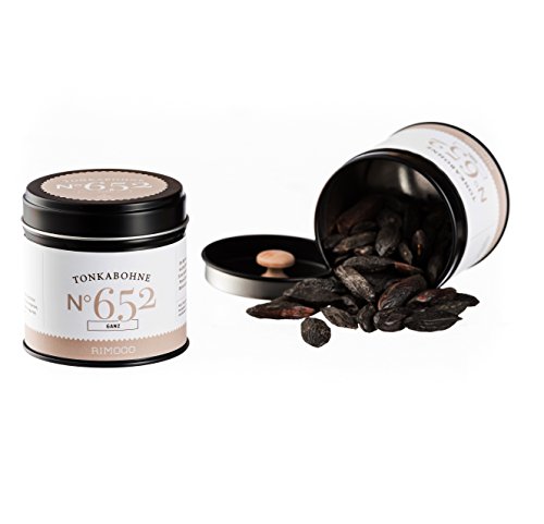 Ganze Bio Tonkabohnen N°652 - mit süßlichem Vanillearoma, in eleganter Gewürzdose mit doppeltem Aromadeckel, Inhalt: 70g Ganze Bio Tonkabohnen N°652 - mit süßlichem Vanillearoma, in eleganter Gewürzdose mit doppeltem Aromadeckel, Inhalt: 70g von Rimoco