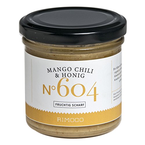Mango und Chili mit Honig N°604 - bester Honig aus Deutschland, fruchtig scharf, cremig, getrocknete und gemahlene Mango und Chili, Inhalt: 160g von Rimoco