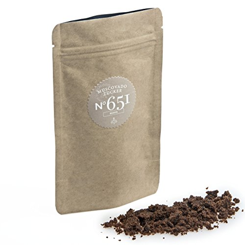 Muscovado Zucker N°651 - dunkel, mit edler nussiger Karamellnote, im praktischen Kraftpapier Zip-Beutel, Inhalt: 75g von Rimoco