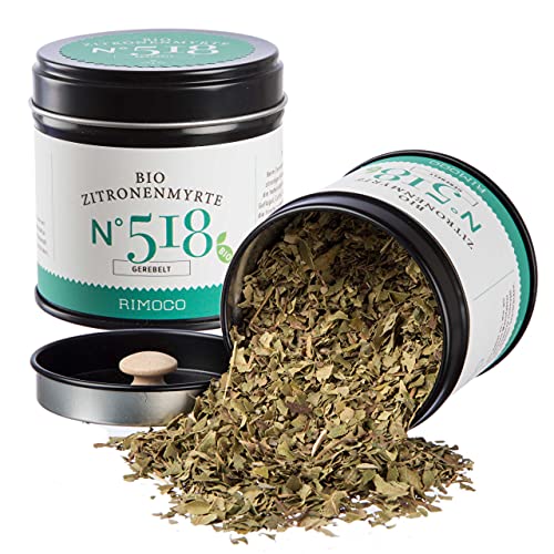 Rimoco N°518 Bio Zitronenmyrte grob - Extrem frisch und fruchtig, zitroniger als Zitrone und überhaupt nicht sauer | Bio Anbau (DE-ÖKO-007) | 30g in eleganter Gewürzdose mit Aromadeckel von Rimoco