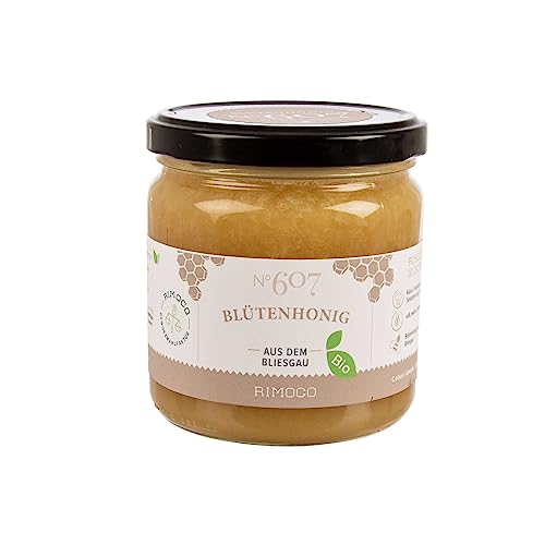 Rimoco N°607 Bio Blütenhonig 500g im Glas - Feinster Bio Honig aus dem Biosphärenreservat Bliesgau - natürliche Süße (Honey) als Brotaufstrich für jeden Tag von Rimoco