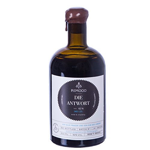 Rimoco Premium GIN - 'Die Antwort' … auf alle Fragen und den Gin des Lebens! Premium Handcrafted Dry Gin | mild & fruchtig | 42% vol | Inhalt: 500 ml Flasche Rimoco Premium GIN - 'Die Antwort' … auf alle Fragen und den Gin des Lebens! Premium Handcrafted Dry Gin | mild & fruchtig | 42% vol | Inhalt: 500 ml Flasche von Rimoco
