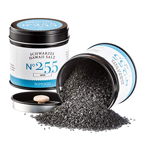 Rimoco N°255 Schwarzes Hawaii Salz grobkörnig - Hawaiian Black Lava Sea Salt, mittelgrobe Salzkristalle veredelt mit hochreiner medizinischer Aktivkohle | 130g in eleganter Gewürzdose mit Aromadeckel Rimoco N°255 Schwarzes Hawaii Salz grobkörnig - Hawaiian Black Lava Sea Salt, mittelgrobe Salzkristalle veredelt mit hochreiner medizinischer Aktivkohle | 130g in eleganter Gewürzdose mit Aromadeckel von Rimoco