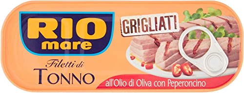 3x Rio Mare Filetti di Tonno Grigliati all'olio di oliva con Peperoncino Gegrillte Thunfischfilets in Olivenöl mit Chili Pfeffer 120g von Rio Mare