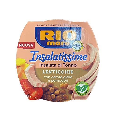 3x Rio Mare Insalatissime Insalata di Tonno Lenticchie Thunfischsalat mit Linsen, gelben Karotten und Tomaten 160g Fertiggericht von Rio Mare